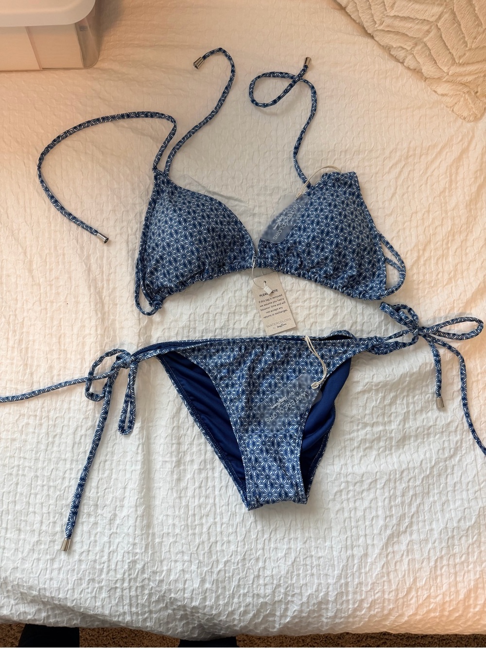 Kenny Flowers Blue Patterned Women's Tie-Side Bikini - Nautical Floral Print